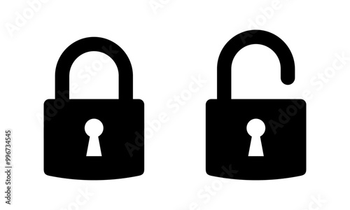 Locked and unlocked padlock icon