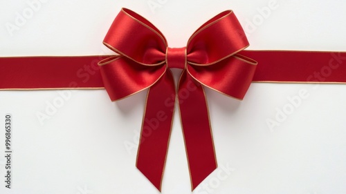 Red ribbon tied neatly in a bow