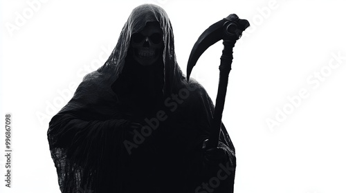  Image of a scary angel isolated on white background