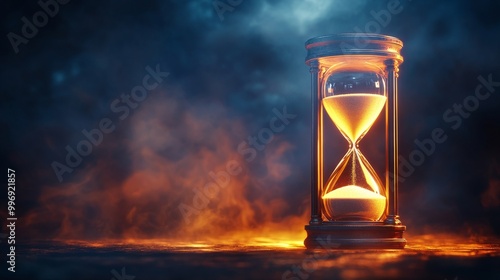 A glowing hourglass symbolizing time passing