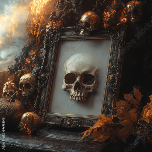 Halloween - Picture frame with skulls 63