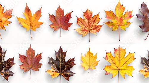 Colorful autumn leaves set isolated on white background Al Content