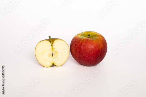 Cox Orange red apple on white background