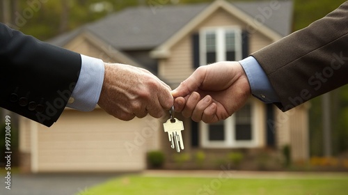 Key handover signifies home ownership transfer.