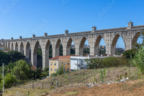 Lisbon, Portugal Europe Roman style aquaduct built in Lisbon in 1748