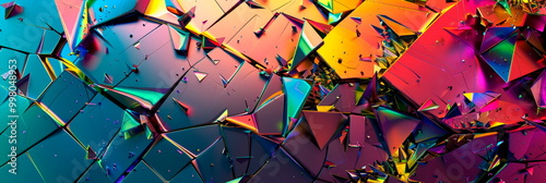 Shattered geometric shards, bold contrasting colors, abstract fragmented design