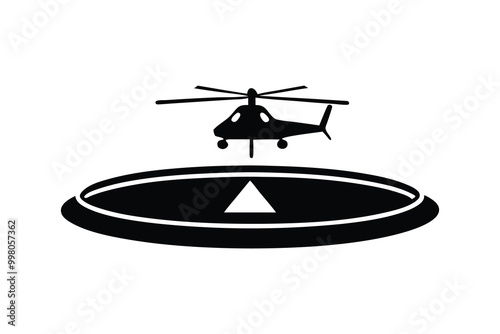 Helicopter Landing Pad Silhouette Vector Clipart