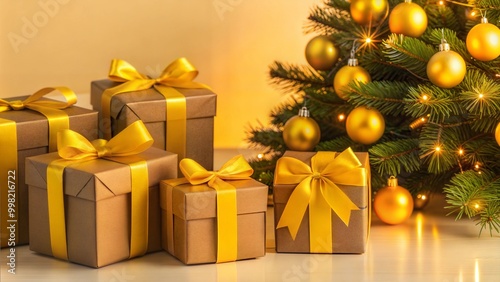 Beautifully Wrapped Christmas Gifts by Tree