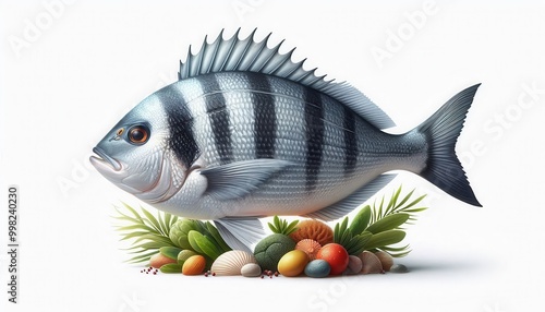 sea ​​bream on white background