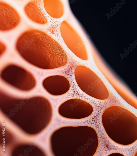 Close-up of Orange and White Abstract Organic Structure with Black Background