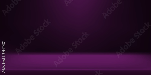 Limbo purple background. Abstract dark gradient backdrop. Color wall of studio, room, stand for product display or photo. Modern banner with empty place for advertising text. Vector illustration.