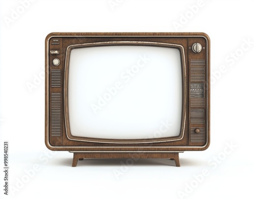 Vintage wooden TV box cut out with frame screen