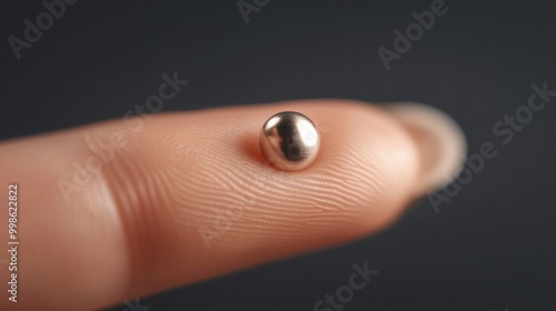 Close-up of a Metal Ball on a Fingertip