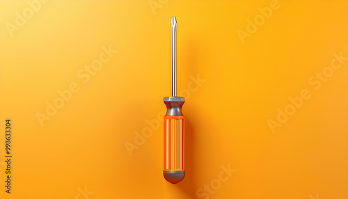 3D illustration of a yellow crosshead screwdrivers hand tool isolated on a monocrome background. 3D render and illustration of repair and installation tool