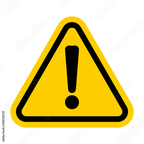 Isolate yellow hazard warning symbol on a white background. Warning, Attention vector icon, Danger clip art in Flat style, Traffic sign illustration for website and construction (Editable)