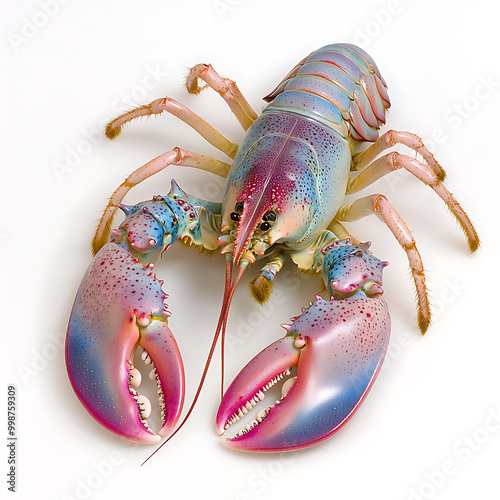 Vibrantly colored lobster with intricate patterns