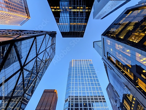 Modern skyscrapers in the financial district of Frankfurt am Main, Germany