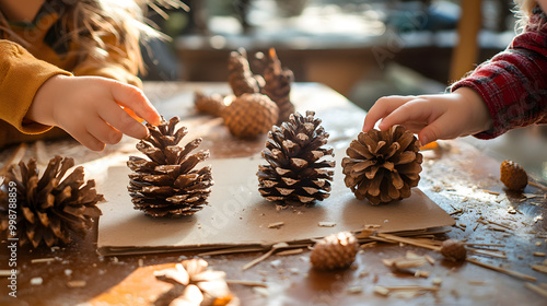 Kids making pinecone crafts, DIY nature projects for children, autumn craft ideas, creative activities, natural , pinecone decorations, family bonding, fun art, eco-friendly crafts