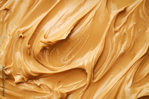 Aerial view of peanut butter crunch spread captivating photography of a delicious treat