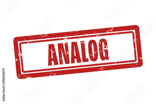 Analog. A red stamp isolated on white background.