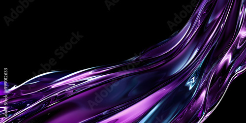 texture of liquid purple glass on a black background. abstract wavy 3d background