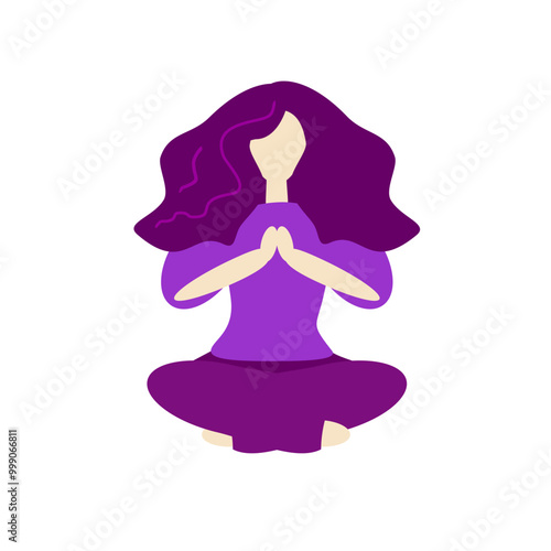 Girl doing yoga training sitting in lotus position