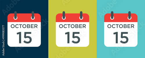 calendar - October 15 icon illustration isolated vector sign symbol