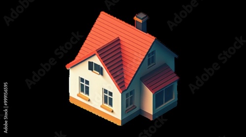 Colorful illustration of a small house with a red roof