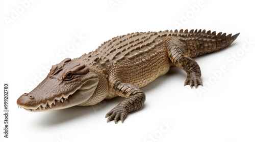 American Alligator Isolated on White Background Reptile Wildlife Wild Animal Nature