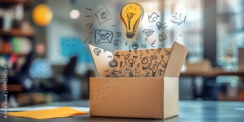 A detailed shot of a suggestion box overflowing with ideas symbolizes high employee engagement and a collaborative workplace