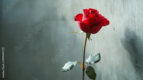 Rose falling softly against a minimal abstract background symbolizing eternal love