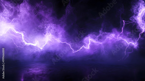 Abstract background - purple lightning shape. Black spotlight smoke stage entertainment background. hyper realistic