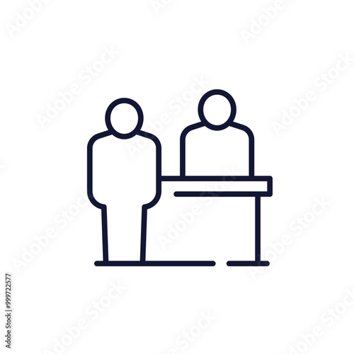 counter desk line icon on white