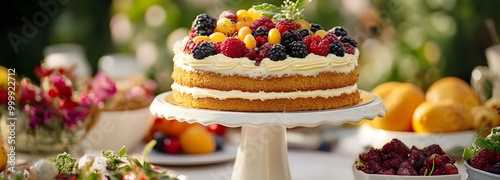 60. A beautiful cake stand on a festive party table