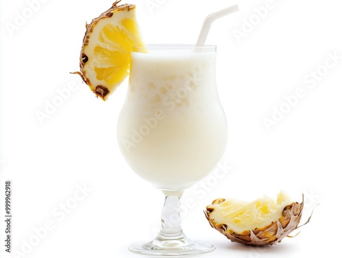 Cocktail Pina Colada, isolated on white background