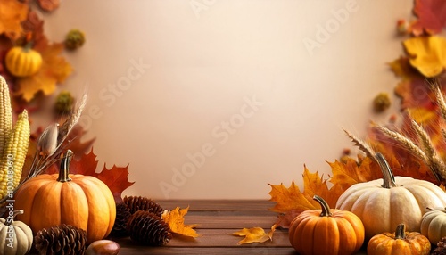 Thanksgiving Day fall background with copy space for a text