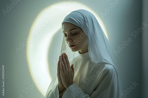 Tranquil Devotion: A Serene Moment Capturing the Peaceful Reflection of a Nun in Prayer