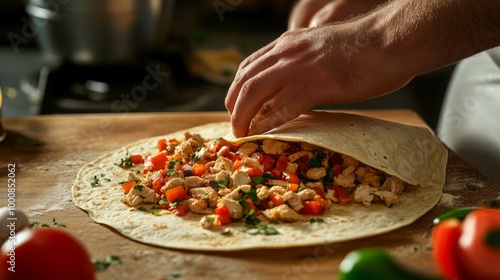 Cooking Series: Tortilla with Chicken and Bell Pepper.