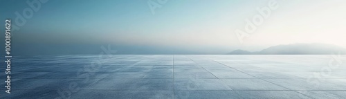 Empty Concrete Expanse Under Serene Blue Sky 