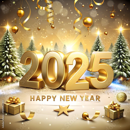 Happy New Year 2025 Greeting Card