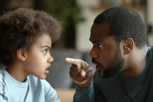 Father Disciplining Child, Indoor Lighting 