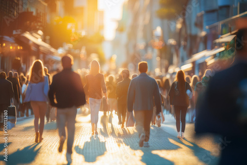 people walking in the city bokeh