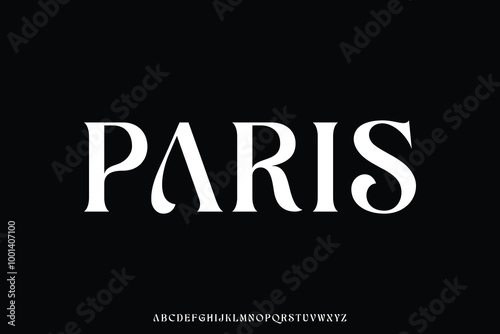 Unique elegant curvy alphabet display font vector illustration. Decorative paris typeface