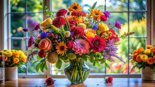 Elegant Portia Rebecca Crockett Flower Arrangement in a Bright and Lively Indoor Setting