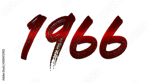 3D blood red number design of 1966 on white background.