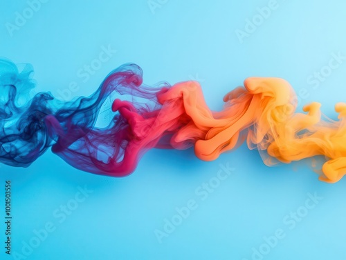 Colorful smoke trails intertwining, Smoke Dynamics, Study of turbulent mixing and diffusion