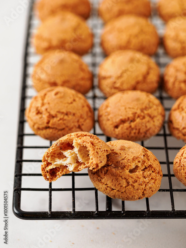 Amaretti cookie on cooling rack