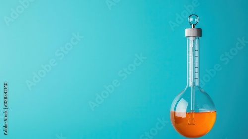 Close-up of a titration process with a burette, analytical chemistry, solution concentration