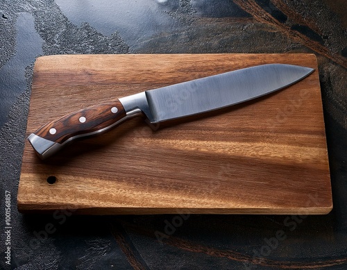 Cuchillo de madera afilado sobre mesa de madera