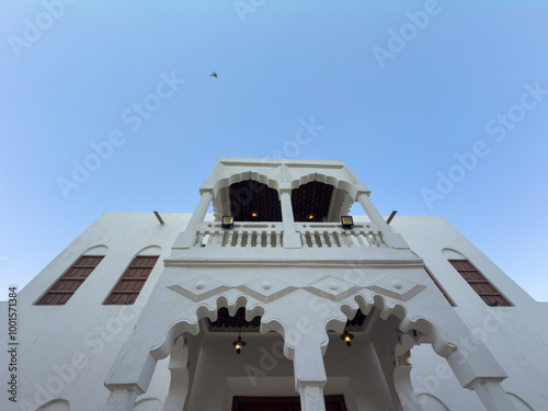 A historical heritage building made of clay in Saudi Arabia, Al-Ahsa (the first princely school). clear sky